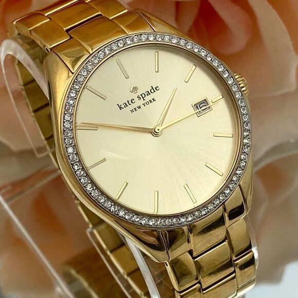 Kate Spade New York Seaport Grand Quartz Crystal Accented Bezel Watch - Picture 1 of 15